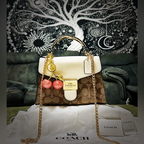 Coach Tan and Cream Women's Satchel - Picture 9 of 17